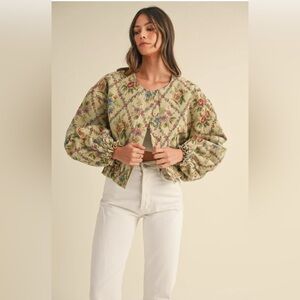 Mabel Floral Fabric Quilted bomber Jacket